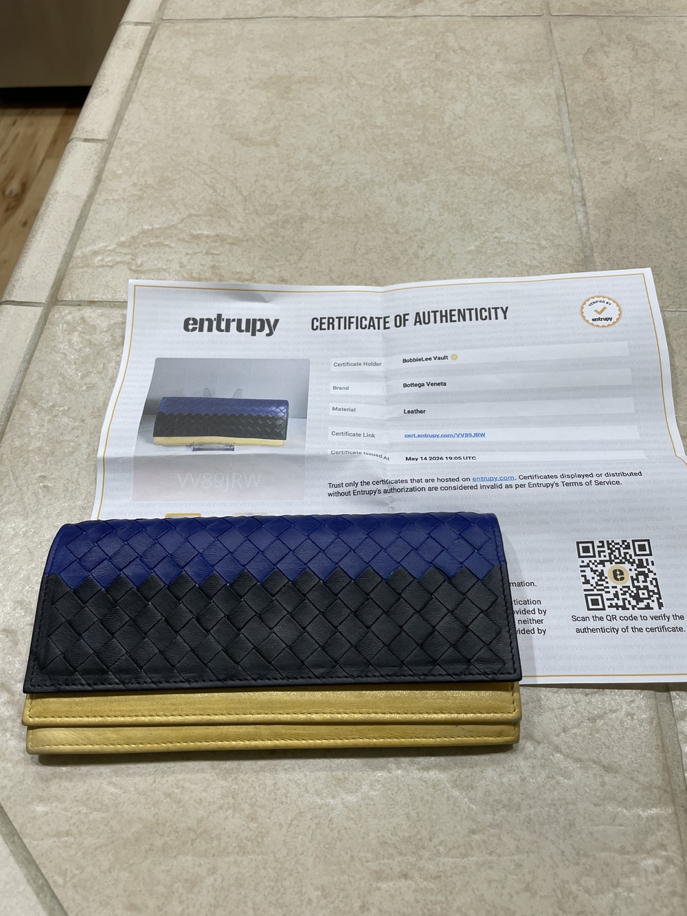 Bottega Veneta Ombre Intrecciato Leather Flap Wallet - Blue Black Gold